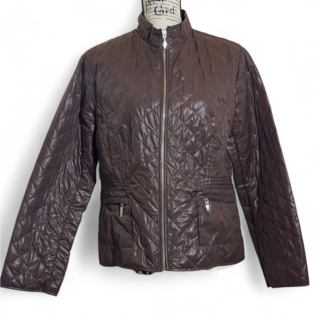 Chico's Brown Puffer‎ Jacket with Quilted Design